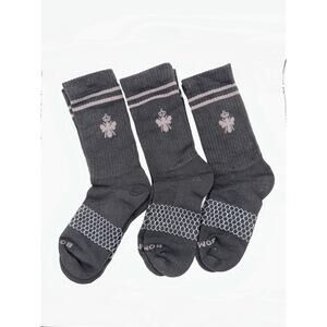 BOMBAS Size Medium 3 Pairs Honeycomb Crew Socks Black Unisex 6-10
